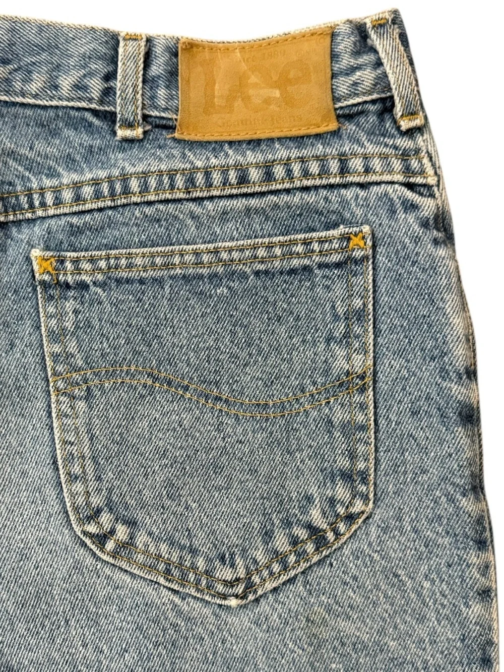 Vintage Lee USA Union Made Straight Leg Jeans 34x34 Fits 32x32 Medium Blue Wash - Picture 8 of 15